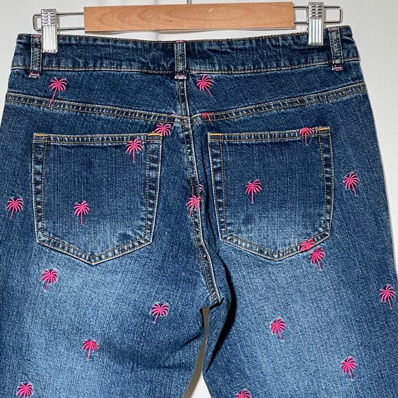 SOLD Vintage Embroidered Palm Tree Straight Leg Jean Blue Womens Size 4 - Picture 6 of 9